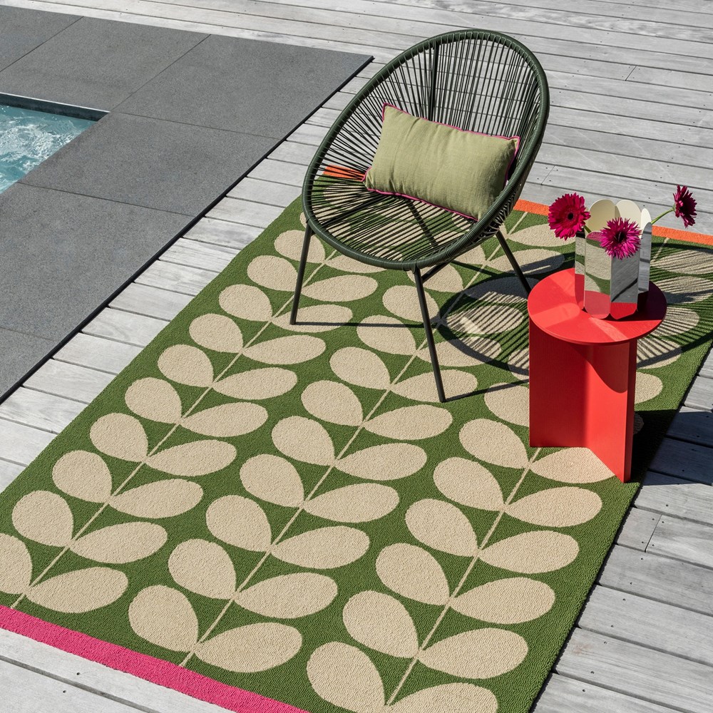 Solid Stem Indoor Outdoor Rug 463607 by Orla Kiely in Basil Green